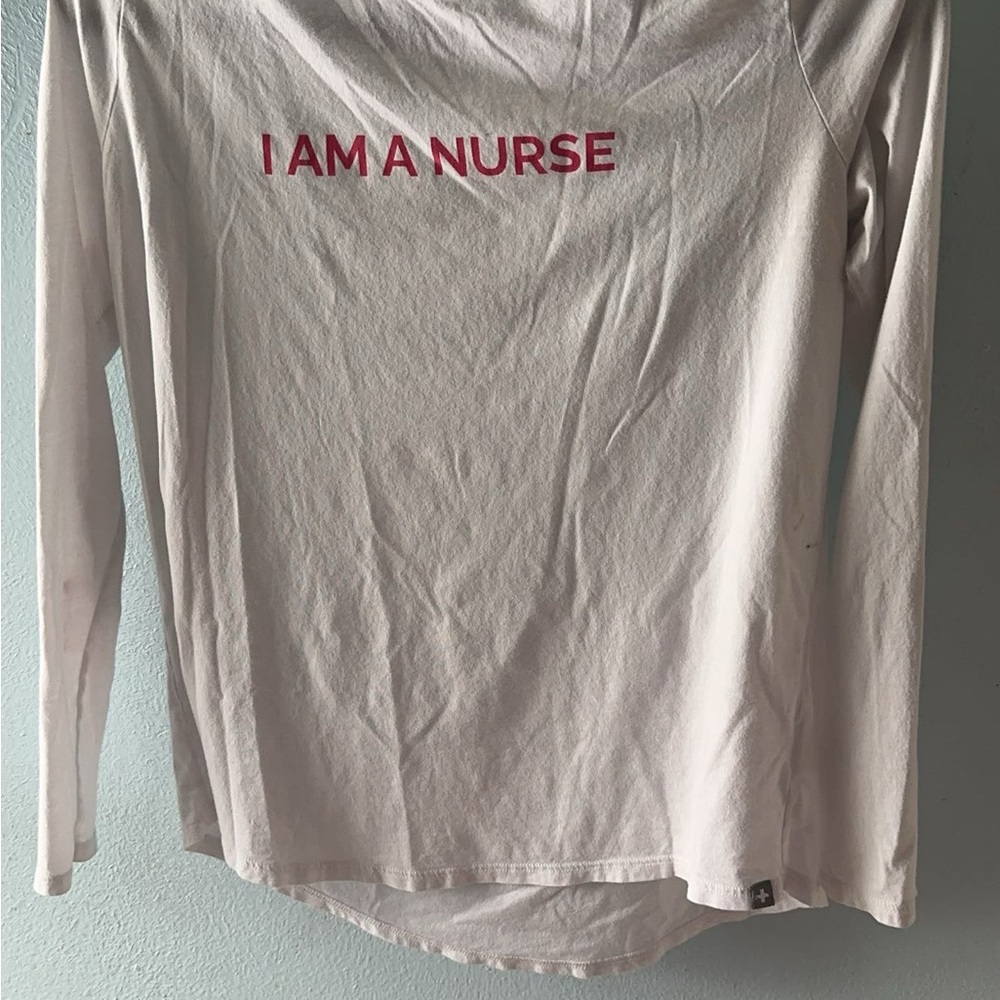 White Long Sleeve 'I Am A Nurse' Shirt
